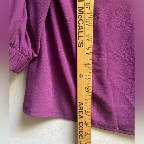 NWT Halogen Nordstrom 3/4 sleeve scoop neck purple blouse Sz 1 (20.5” Ptp- M/L) - Picture 6 of 8